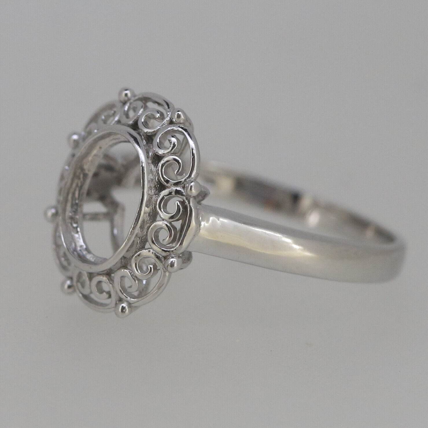 Vintage Style Sterling Silver Semi Mount Ring Setting Oval OV 8x6mm Filigree - Syzjewelry