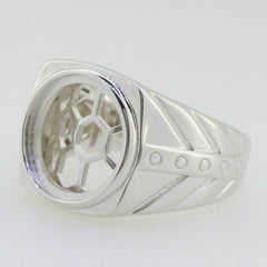 14K White Gold Semi Mount Ring Setting Round RD 12x12mm Cabochon Solid - Syzjewelry