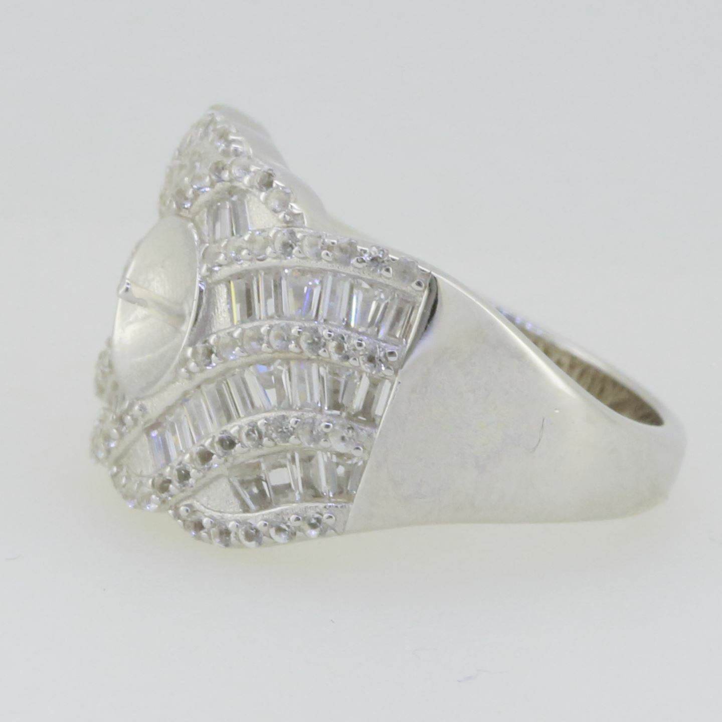 Sterling Silver Semi Mount Ring Setting Pearl Round RD 10X10mm Baguett - Syzjewelry