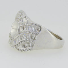 Sterling Silver Semi Mount Ring Setting Pearl Round RD 10X10mm Baguett - Syzjewelry