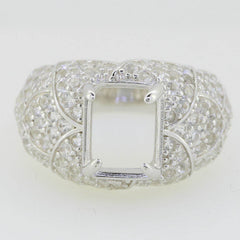 Sterling Silver Semi Mount Ring Setting Emerald OCT 10x8mm White - Syzjewelry