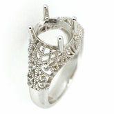 Sterling Silver Semi Mount Ring Setting Oval OV 10x8mm Rhodium - Syzjewelry