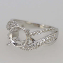 Sterling Silver Semi Mount Ring Setting Round RD 9x9mm Black Spinel White Topaz Split Shank - Syzjewelry