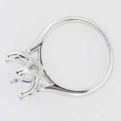 Sterling Silver Semi Mount Ring Setting Round RD 11x11mm Solitaire Whi - Syzjewelry