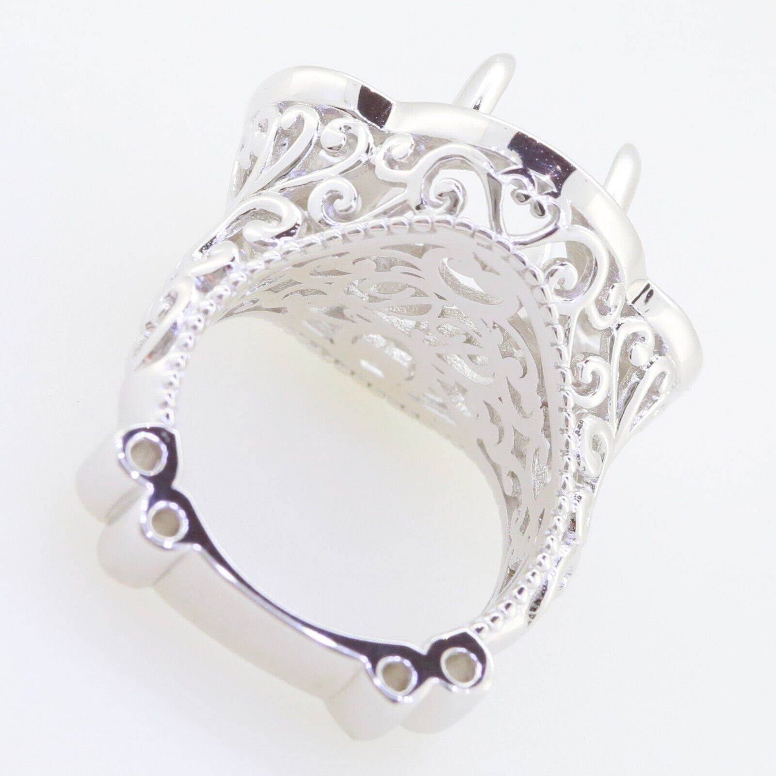 Sterling Silver Semi Mount Ring Setting Oval OV 14X10mm OV6x4 3 Stones - Syzjewelry