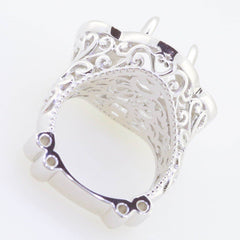 Sterling Silver Semi Mount Ring Setting Oval OV 14X10mm OV6x4 3 Stones - Syzjewelry