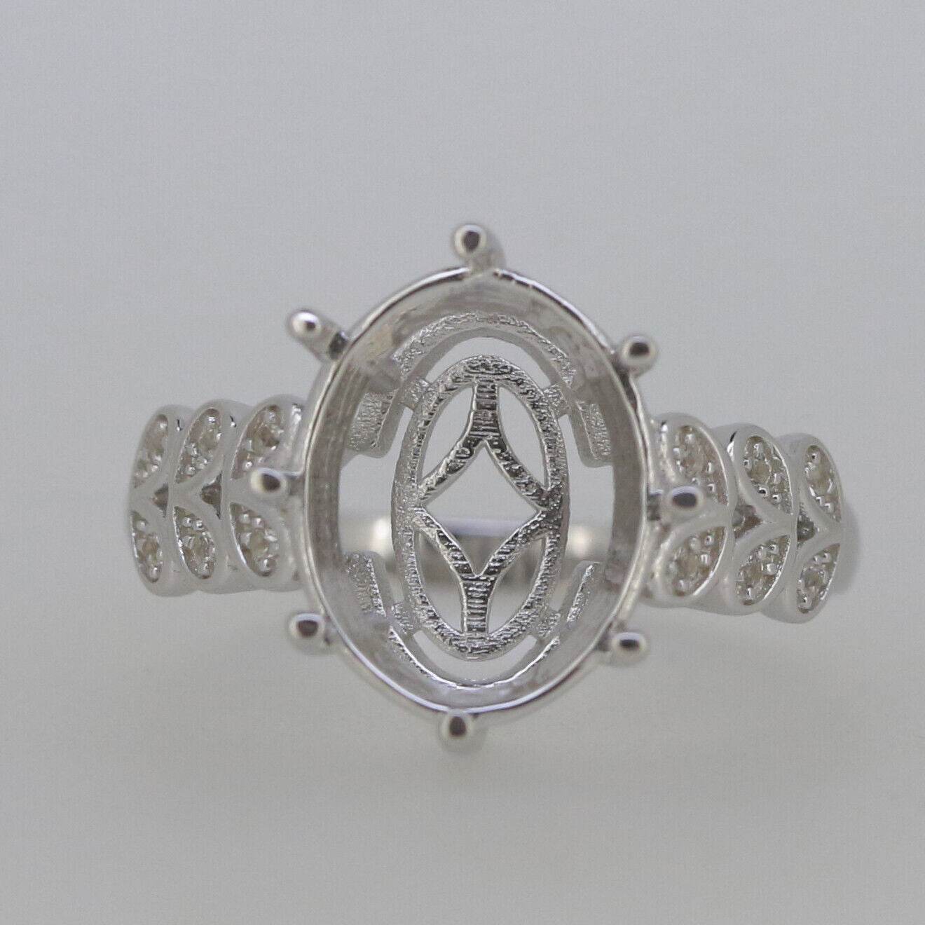Sterling Silver Semi Mount Ring Setting Oval OV 14x10mm - Syzjewelry