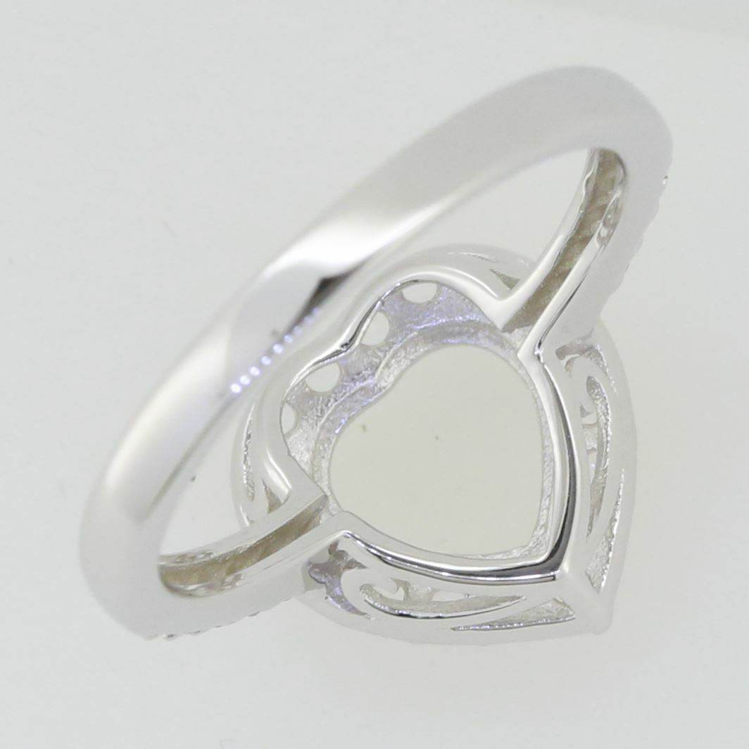 Sterling Silver Semi Mount Ring Setting Heart HT 8X8mm White Topaz Halo - Syzjewelry