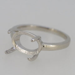 Sterling Silver Semi Mount Ring Setting Oval OV 12x8mm Cabochon East West - Syzjewelry