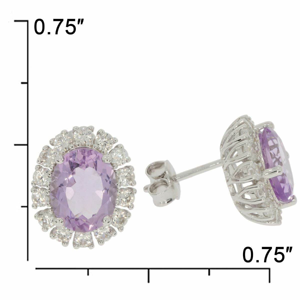 Sterling Silver Semi Mount Earrings Setting OV 10X8mm Halo W/ Topaz Wh - Syzjewelry