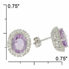 Sterling Silver Semi Mount Earrings Setting OV 10X8mm Halo W/ Topaz Wh - Syzjewelry