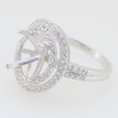 Sterling Silver Semi Mount Ring Setting Oval OV 11X9mm Halo Topaz 16820R - Syzjewelry