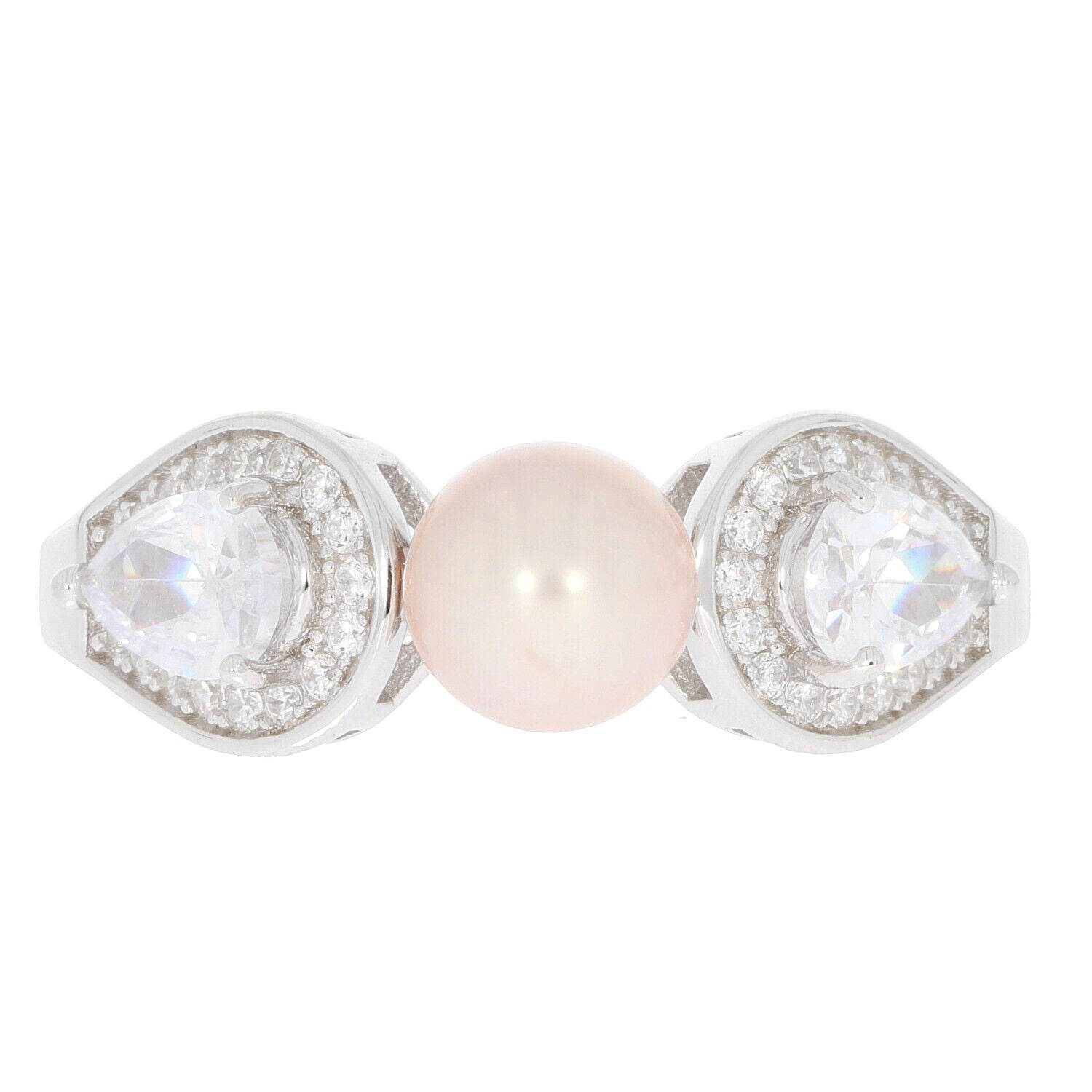 Sterling Silver Semi Mount Ring Setting Round RD 6x6mm Pearl 3 Stone 14795 - Syzjewelry