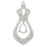 Sterling Silver Semi Mount Pendant Setting Pear PE 8x6mm - Syzjewelry