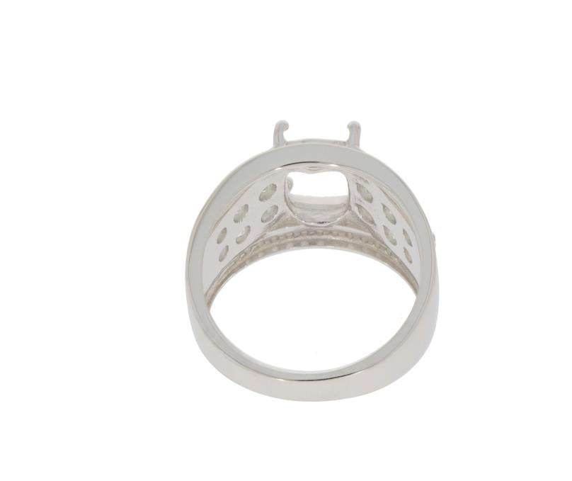 Sterling Silver Semi Mount Ring Setting Cushion CU 9x7mm Dome Ring - Syzjewelry