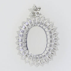 Sterling Silver Semi Mount Pendant Setting Oval OV 15x11mm Halo W/ Topaz - Syzjewelry