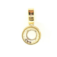 10K Yellow Gold Semi Mount Pendant Setting Round RD 5x5mm Halo No Chain - Syzjewelry