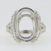 Sterling Silver Semi Mount Ring Setting Oval OV 18x13mm Split Shank White Topaz - Syzjewelry