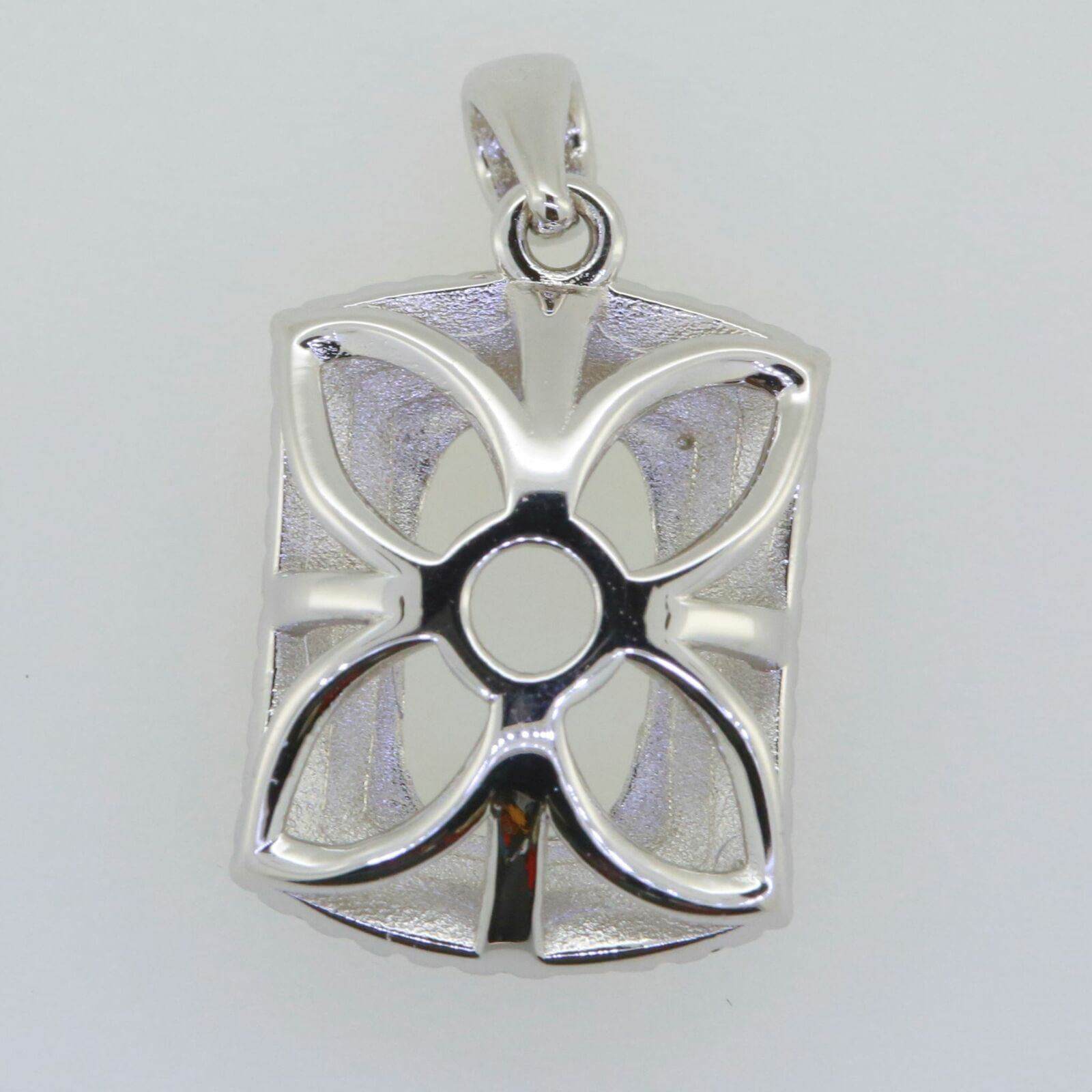 14K White Gold Semi Mount Pendant Setting Cushion CU 12X8mm - Syzjewelry