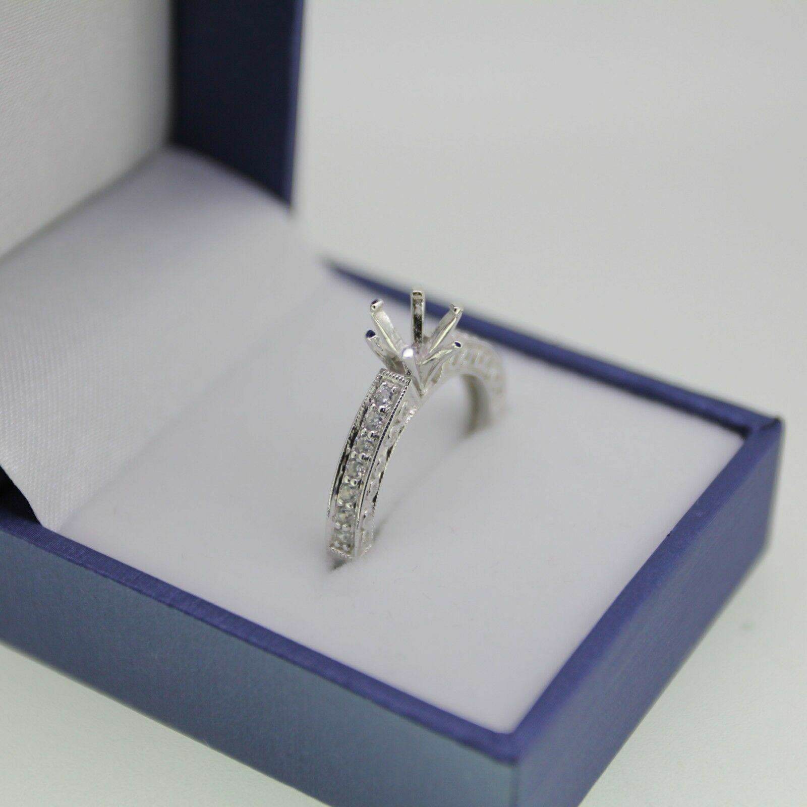 Art Deco Style Semi Mount Ring Setting Round Rd 6.5x6.5mm Engagement - Syzjewelry