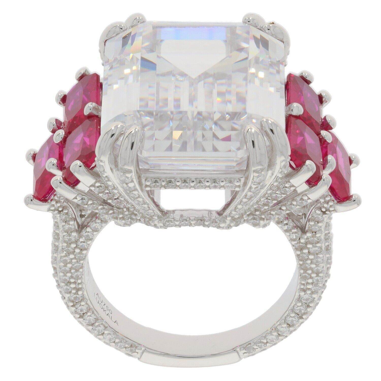 Sterling Silver Semi Mount Ring Setting Emerald OCT 18X14 5.5x4mm White Topa - Syzjewelry