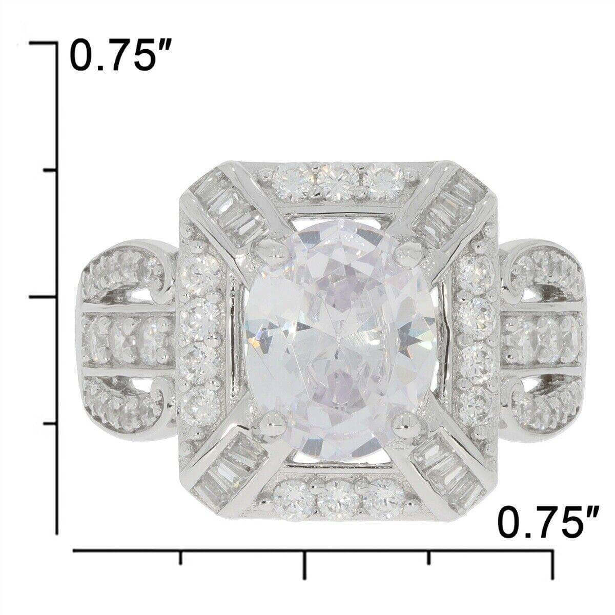 Sterling Silver Semi Mount Ring Setting OV 10x8mm White Topaz PJC15063R - Syzjewelry
