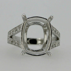 Sterling Silver Semi Mount Ring Setting Cushion 17x13mm Split Shank White Topaz - Syzjewelry