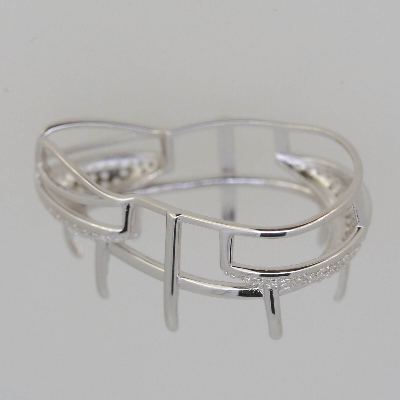 Sterling Silver Semi Mount Pendants Setting PE 24x18mm White Topaz - Syzjewelry