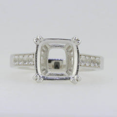 14K White Gold Semi Mount Ring Setting Cushion CU 10X10mm - Syzjewelry