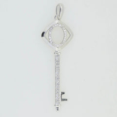 Sterling Silver Semi Mount Pendant Setting Oval OV 7x5mm White Topaz Key Theme - Syzjewelry