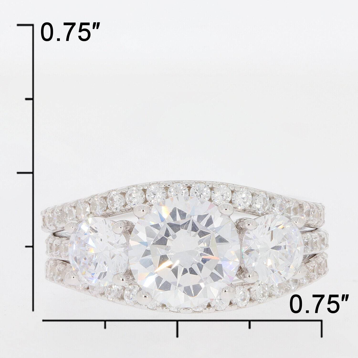 3 piece Set Sterling Silver Semi Mount Ring Setting Round RD 8x8mm Wh - Syzjewelry