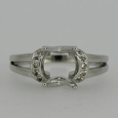 Sterling Silver Semi Mount Ring Setting Oval OV 10x8mm East West Topaz - Syzjewelry