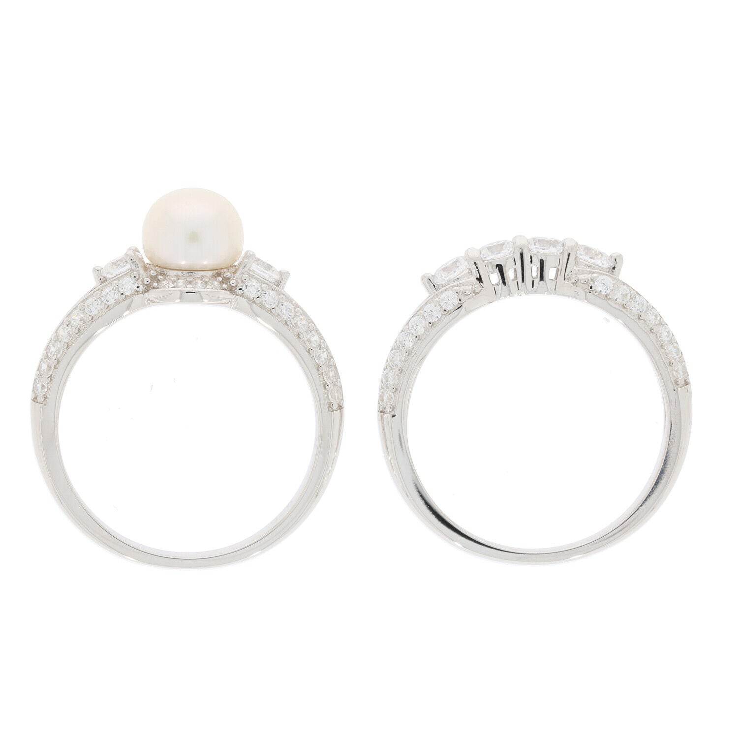 2 piece Set Sterling Silver Semi Mount Ring Setting Round RD 8X8mm Pearl - Syzjewelry