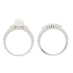 2 piece Set Sterling Silver Semi Mount Ring Setting Round RD 8X8mm Pearl - Syzjewelry