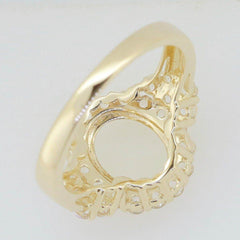 14K Yellow Gold Semi Mount Ring Setting Oval OV 10x8 Halo - Syzjewelry
