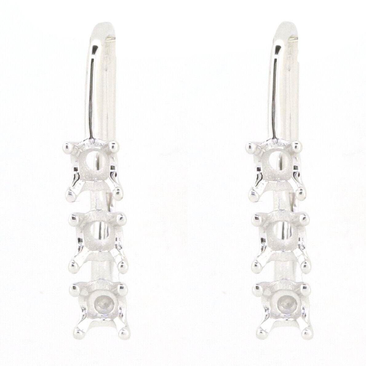 Sterling Silver Semi Mount Earrings Setting Round RD 4x4mm Leverback W - Syzjewelry