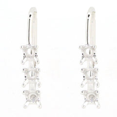 Sterling Silver Semi Mount Earrings Setting Round RD 4x4mm Leverback W - Syzjewelry