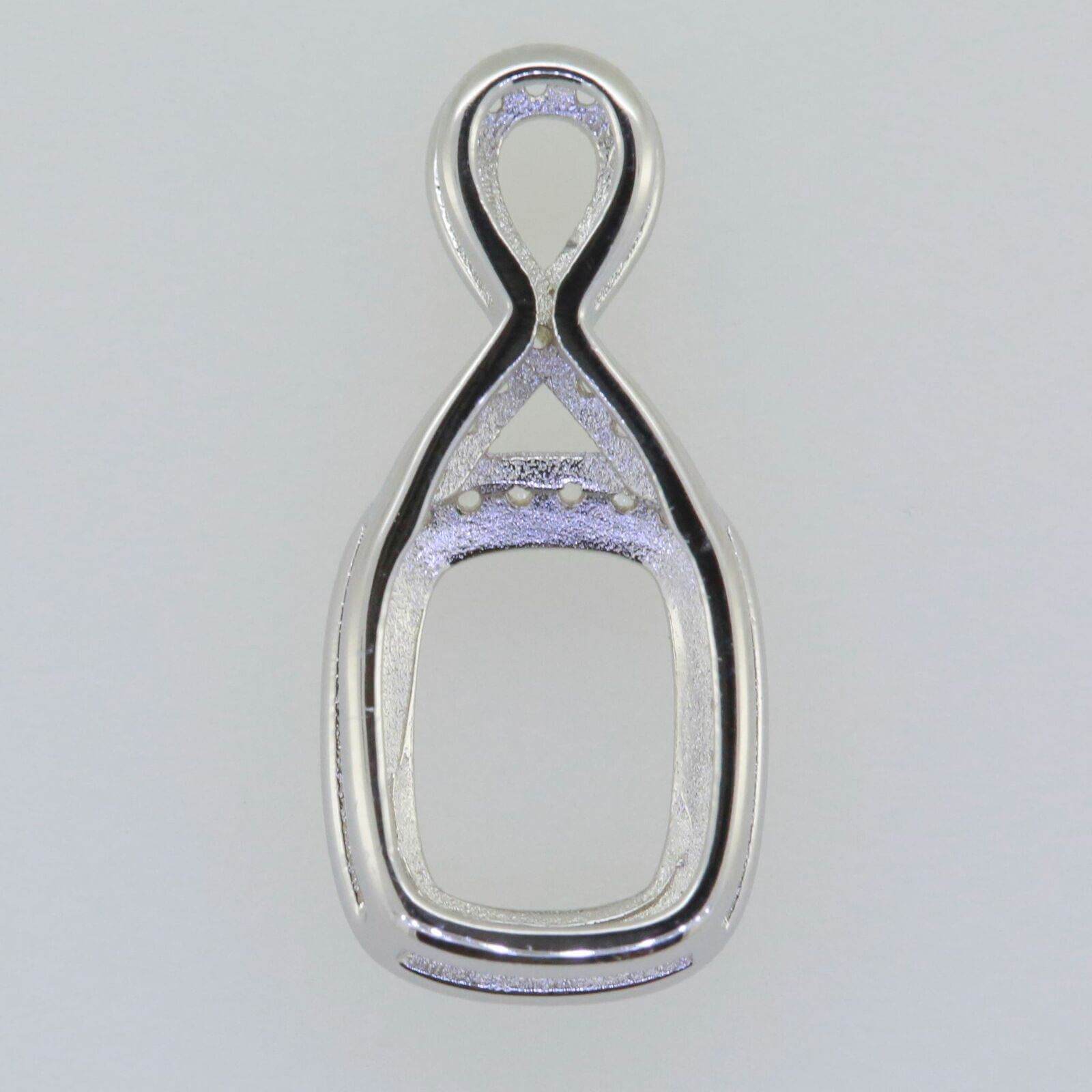 Sterling Silver Semi Mount Pendant Setting Cushion CU 9x7mm White Topa GTL20 - Syzjewelry