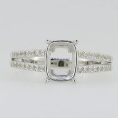 Sterling Silver Semi Mount Ring Setting Cushion CU 9x7mm White Topaz GTL2027 - Syzjewelry