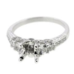 Art Deco Style Sterling Silver Semi Mount Ring Setting RD 7x7mm 4x4mm 3x3mm - Syzjewelry