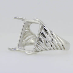 Sterling Silver Semi Mount Ring Setting Cab Emerald OCT 14X12mm White - Syzjewelry