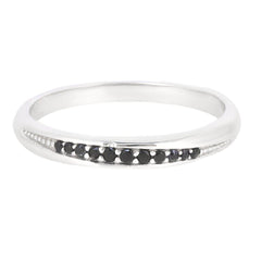 10K White Gold Black Diamond Stackable Eternity Ring 3mm Band - Syzjewelry