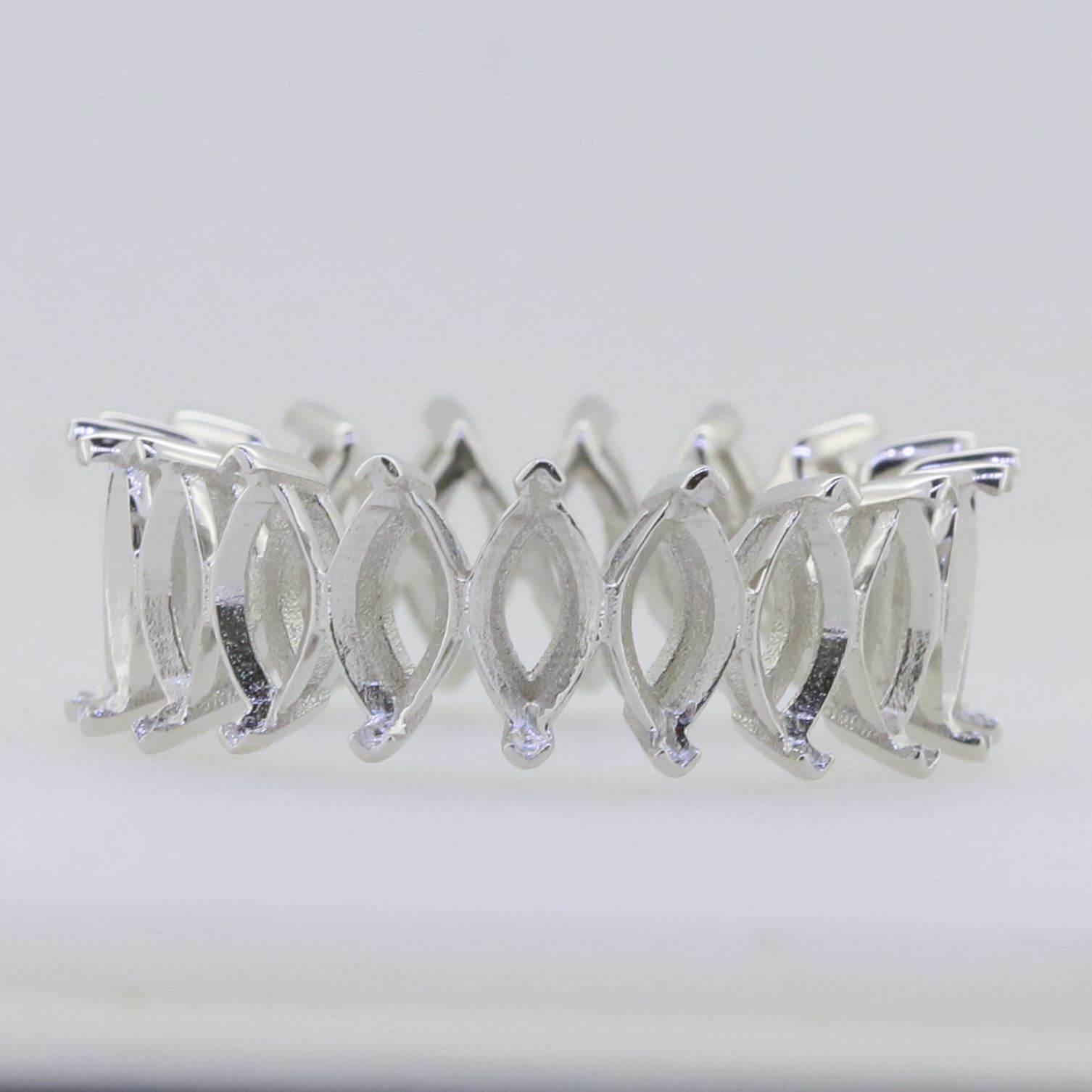 14K White Gold Semi Mount Ring Setting Marquise MQ 7x3.5mm - Syzjewelry