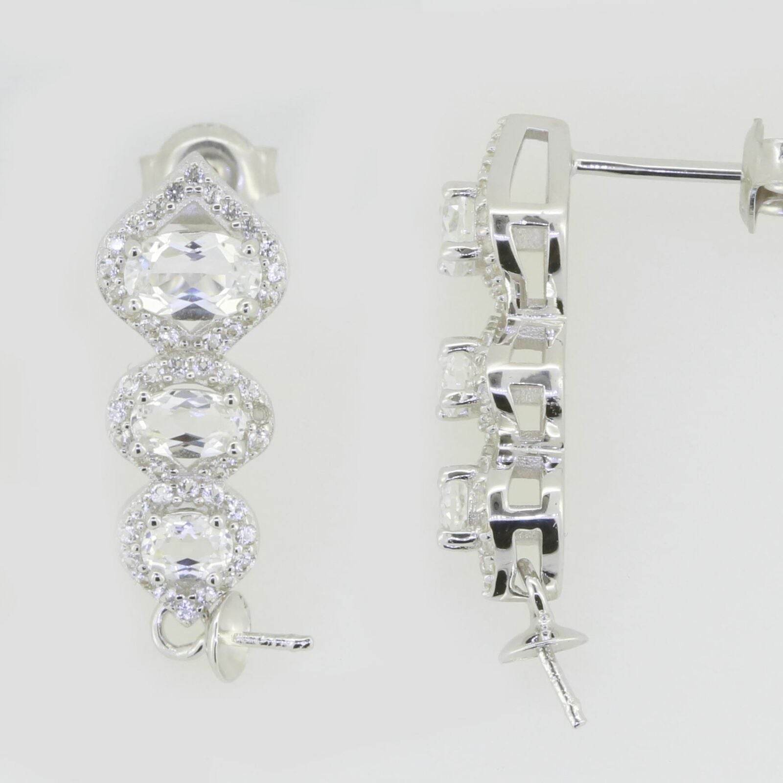 14K White Gold Semi Mount Earrings Setting Pearl Round RD 10x10mm Solid - Syzjewelry