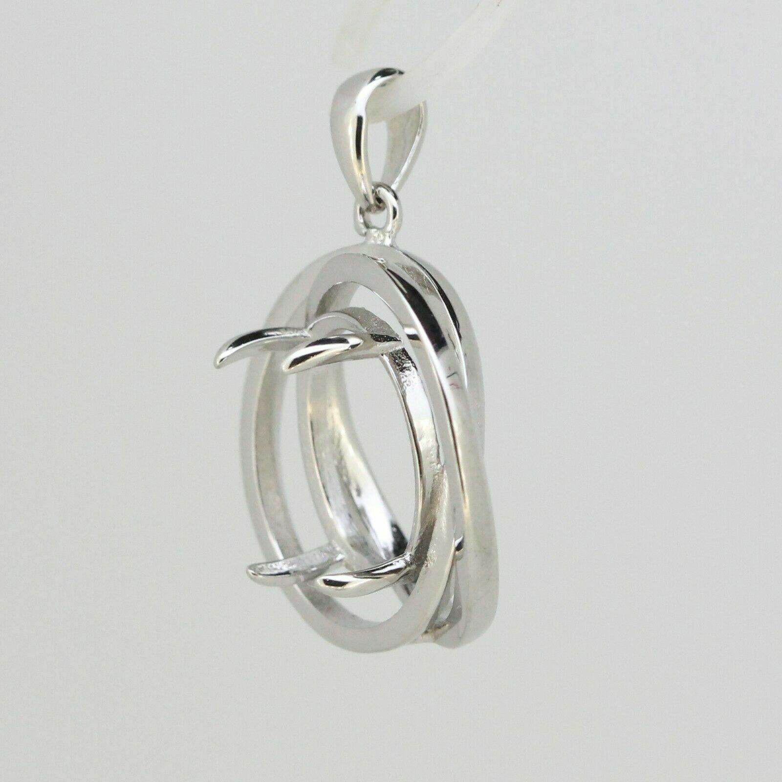 Sterling Silver Semi Mount Pendant Setting Oval OV 14x10mm Infinite Loop - Syzjewelry