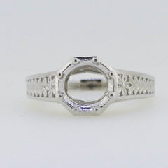 Sterling Silver Semi Mount Ring Setting Round RD 8x8mm Art Nouveau Style - Syzjewelry