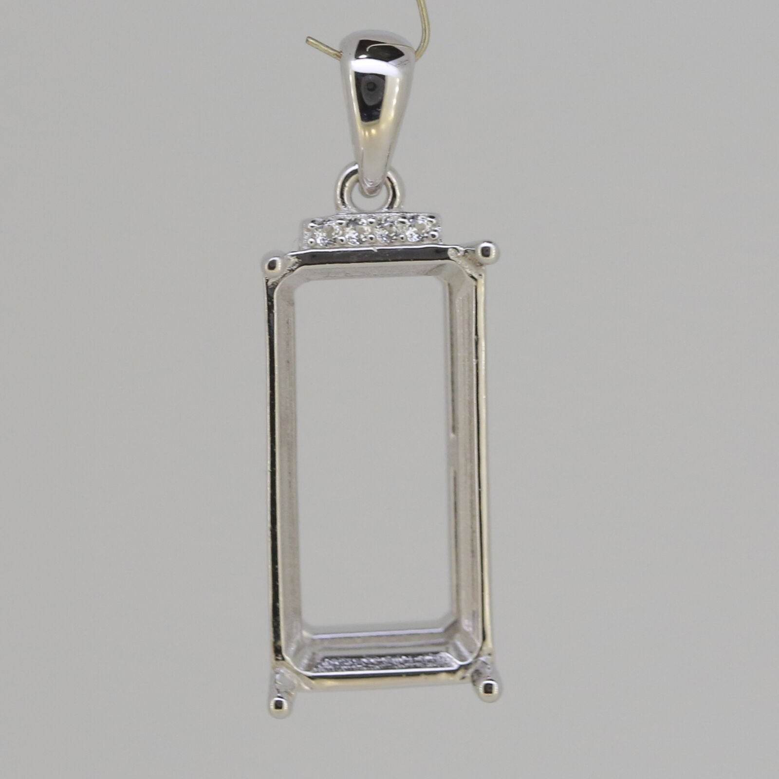 Sterling Silver Semi Mount Pendant Setting OCT 20x10mm White Topaz - Syzjewelry