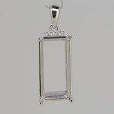 Sterling Silver Semi Mount Pendant Setting OCT 20x10mm White Topaz - Syzjewelry