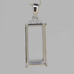 Sterling Silver Semi Mount Pendant Setting OCT 20x10mm White Topaz - Syzjewelry