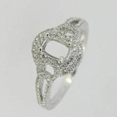 Sterling Silver Semi Mount Ring Setting Oval OV 7x5mm Double Halo White Topaz - Syzjewelry